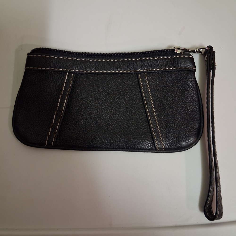 Tignanello Black Wristlet with White Accents